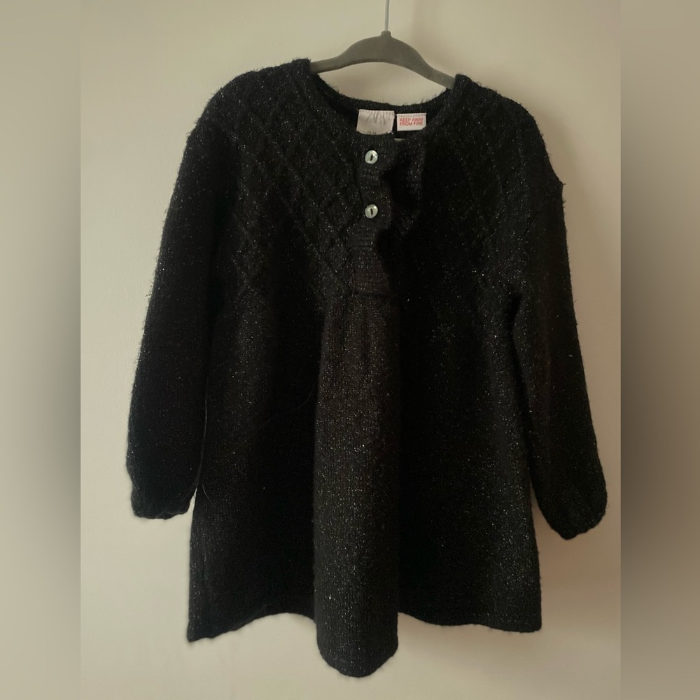 Zara Kids Black Knit Sparkle Sweater Dress size 2-3 years